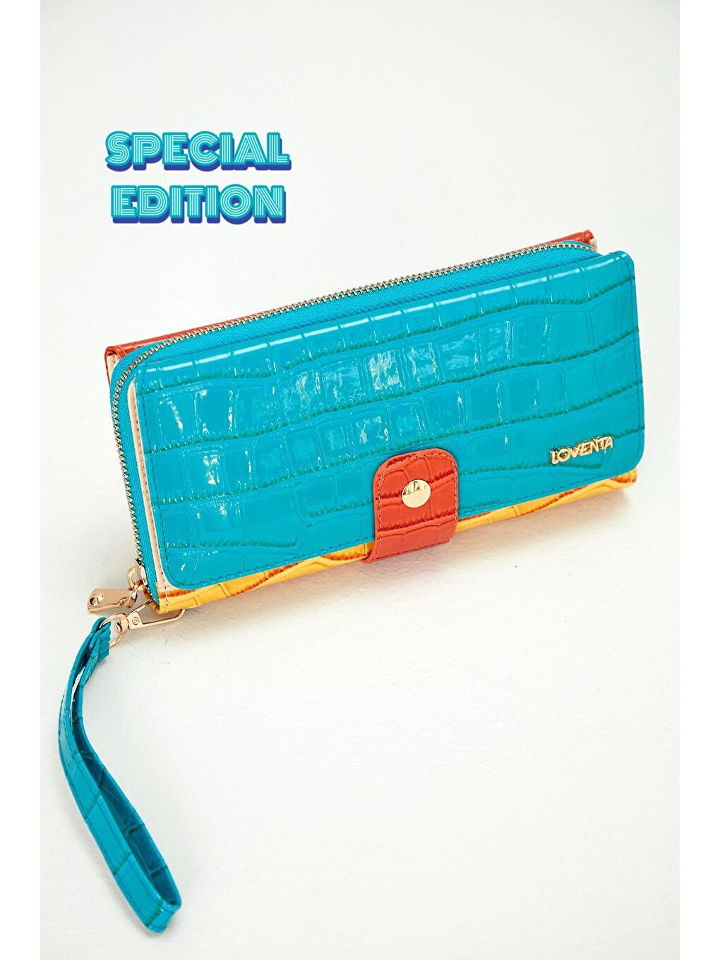 Mavi Büyük Boy Renkli Kadın Cüzdan Ve El Çantası-1