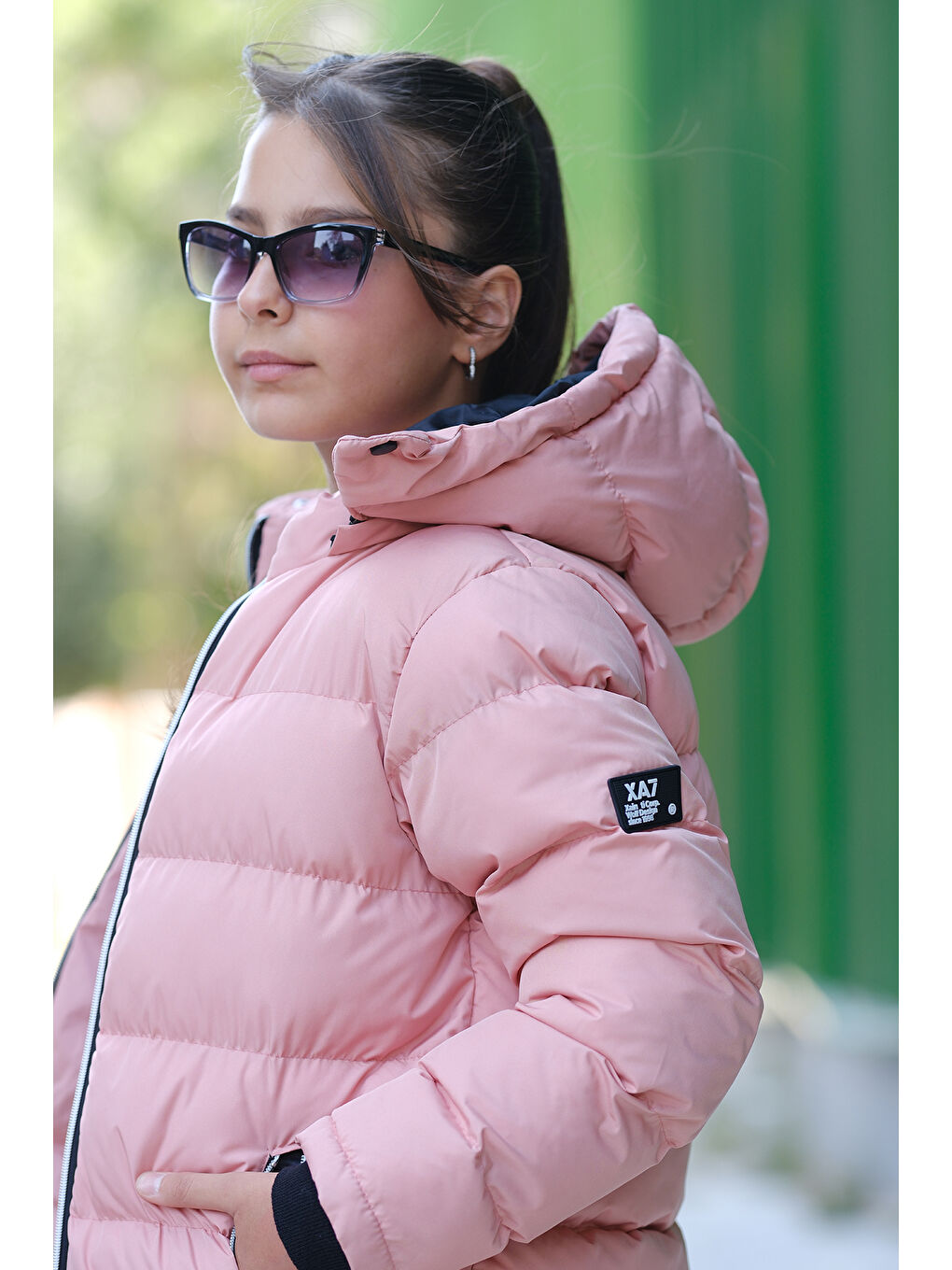 Pina Kids Pembe Kız Çocuk Kapüşonlu Kalın Uzun Şişme Mont KM YY31 - 4