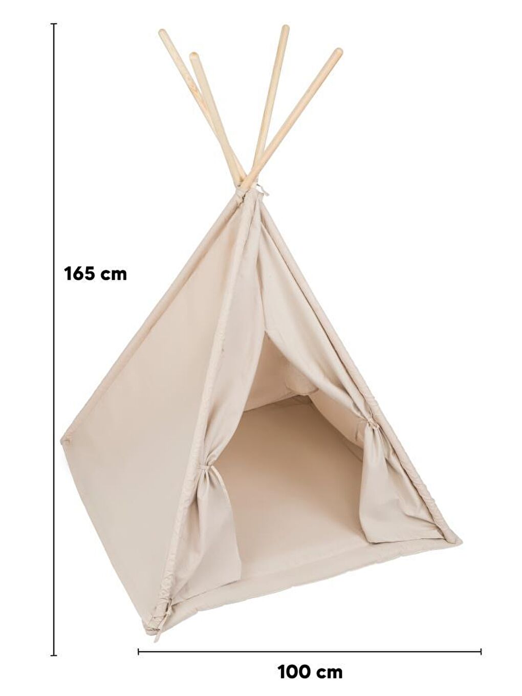 Çocuk Kızılderili Oyun Çadırı Ahşap Direkli Geniş Oyun Çadırı ve Minderli Ev & Bahçe Oyun Alanı Mind-2