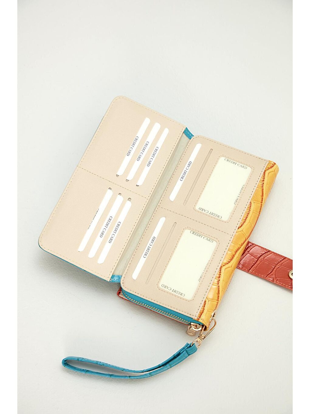 Mavi Büyük Boy Renkli Kadın Cüzdan Ve El Çantası-3