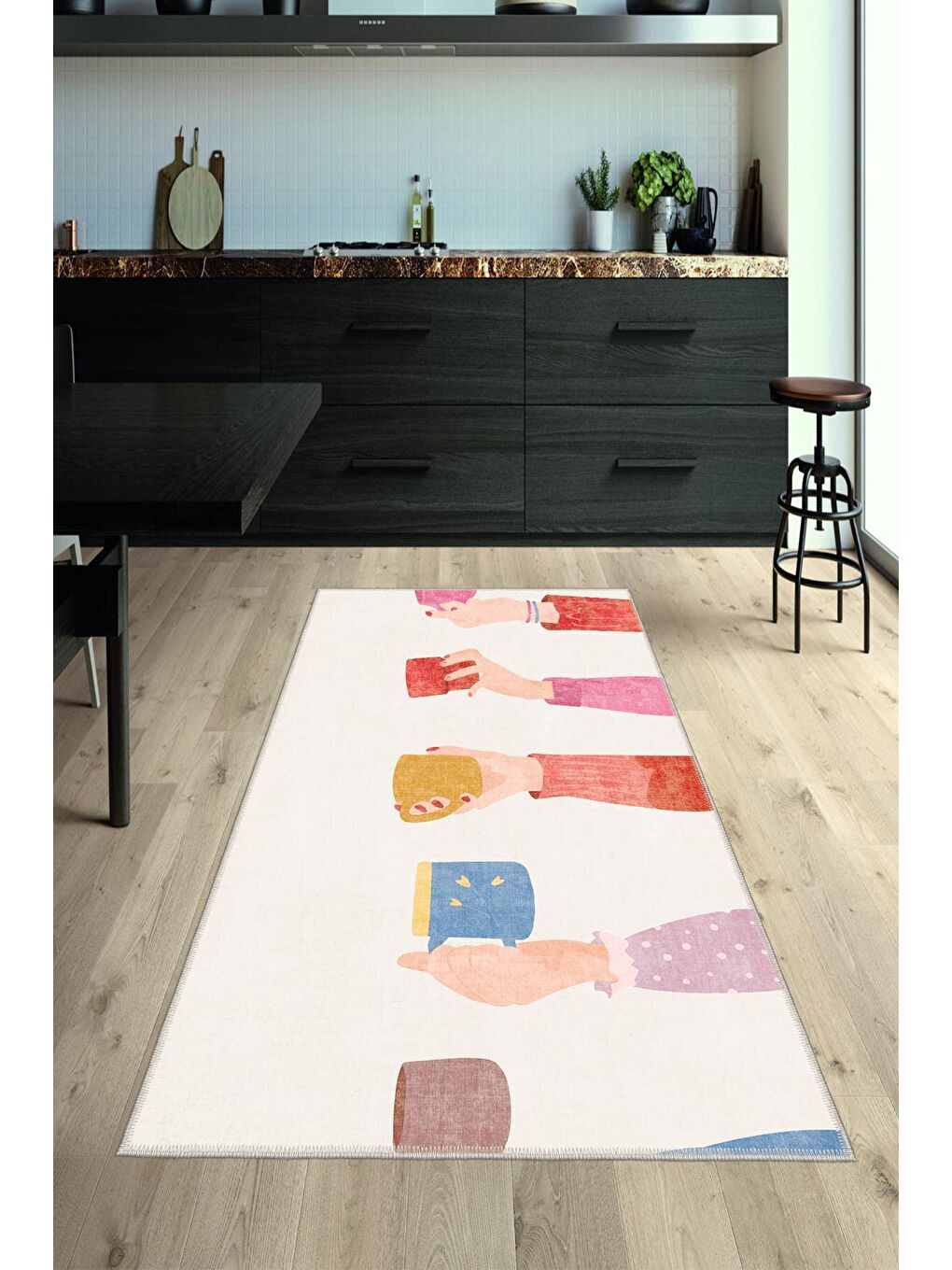 Homefesto Karışık Premium Kalite, Pamuk ve Kaydırmaz Taban, Yıkanabilir, Mutfak Halısı  80 x 150 cm