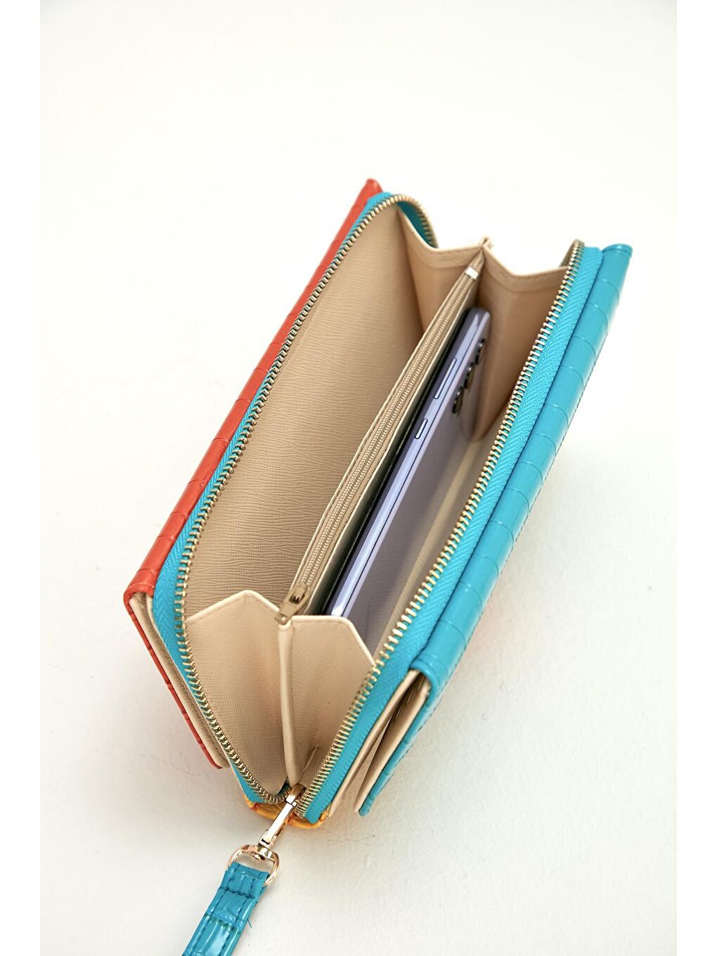 Mavi Büyük Boy Renkli Kadın Cüzdan Ve El Çantası-4