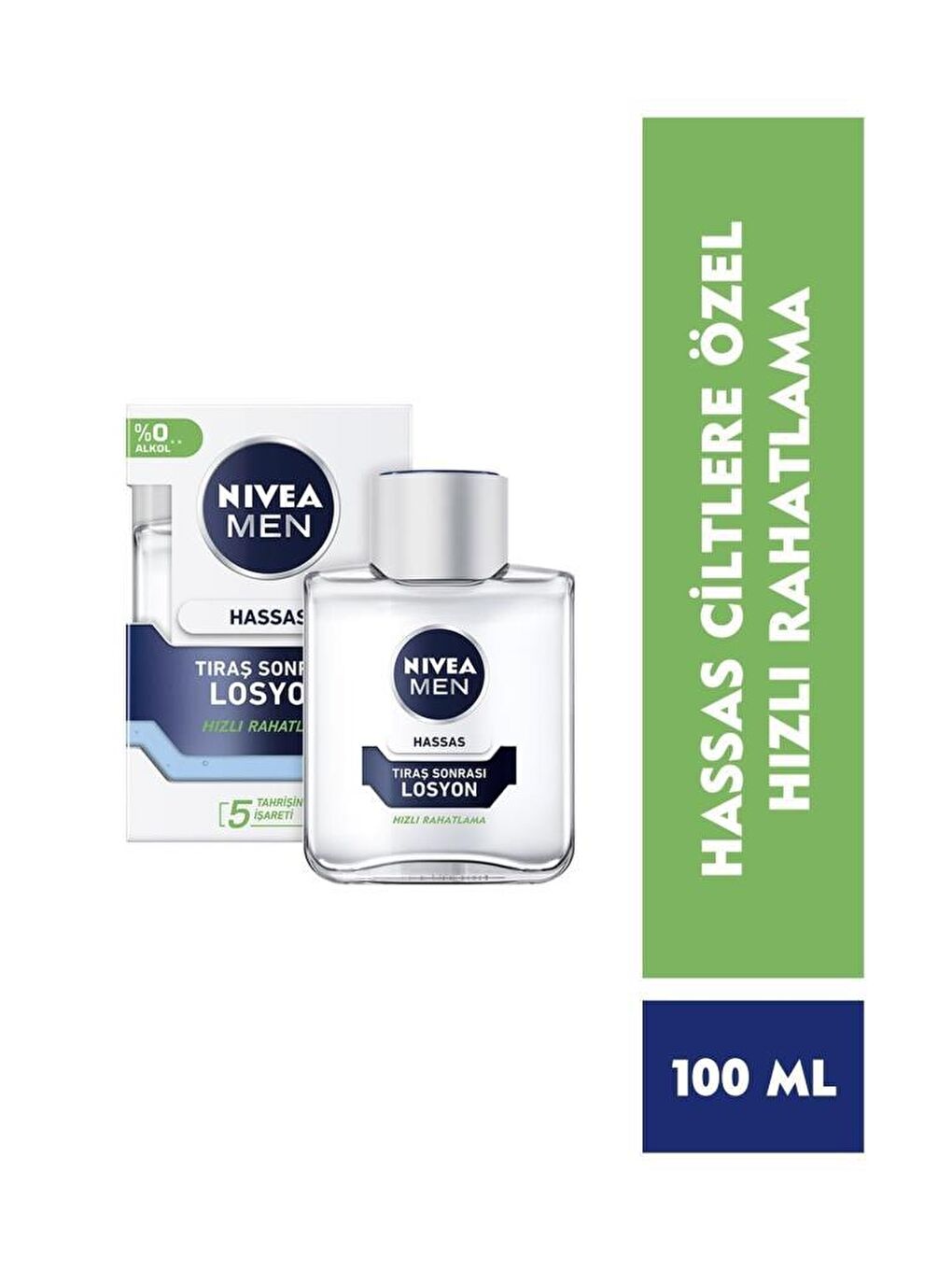 NIVEA Şeffaf Men Hassas Tıraş Sonrası Losyon 100 ml, Hassas Ciltler, Alkolsüz Formül, Hızlı Emilir