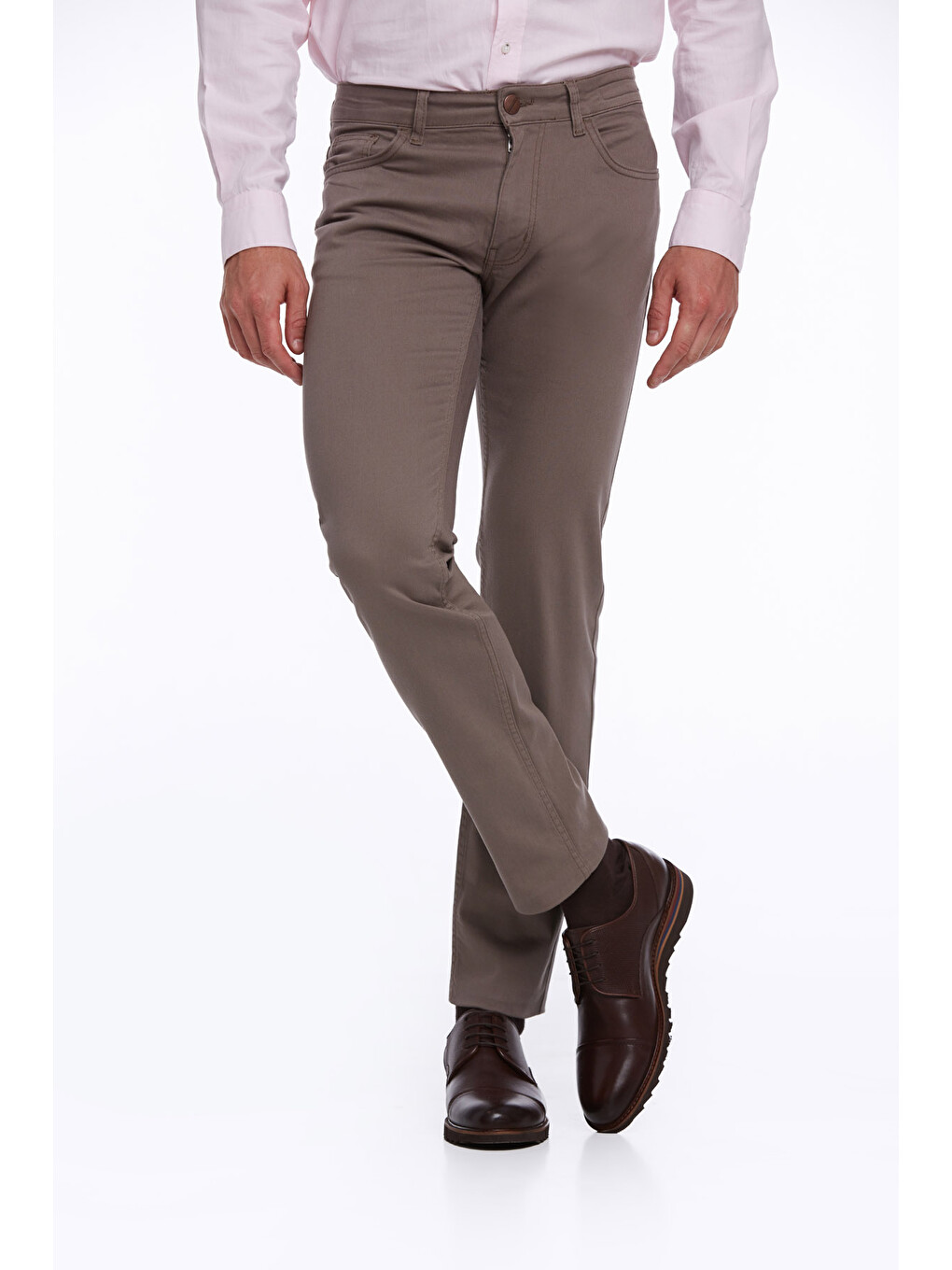 Bej Vizon Regular Fit Düz Pamuklu 5 Cep Jean Pantolon