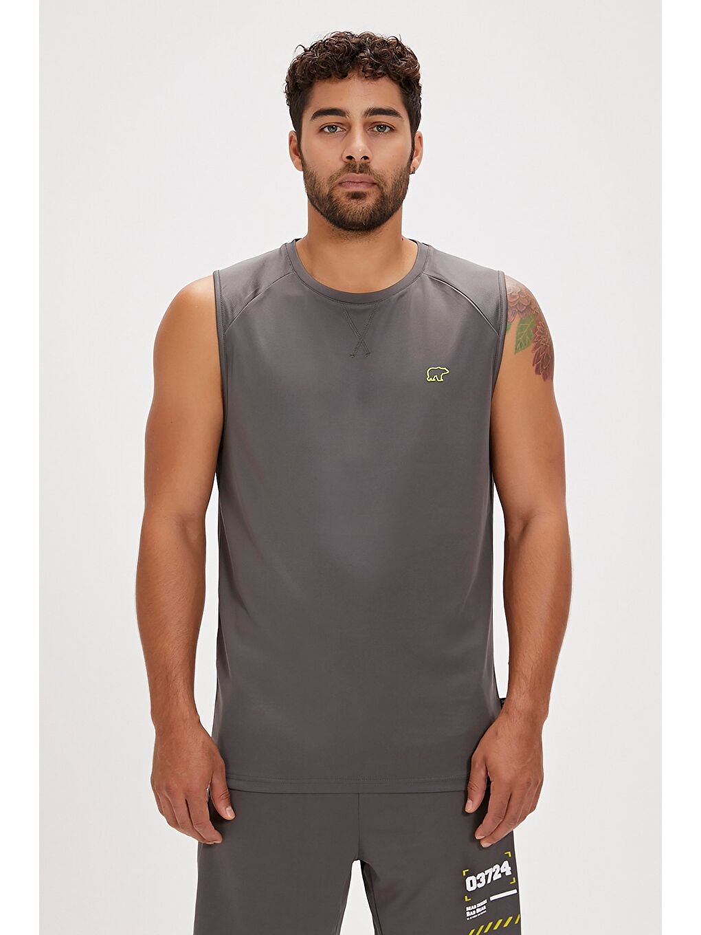 Gri Mike Asfalt Erkek Kolsuz Tişört