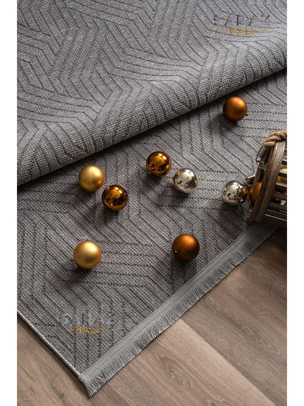 Bohem Saçaklı Kaymaz Kilim Gri 160x230-1