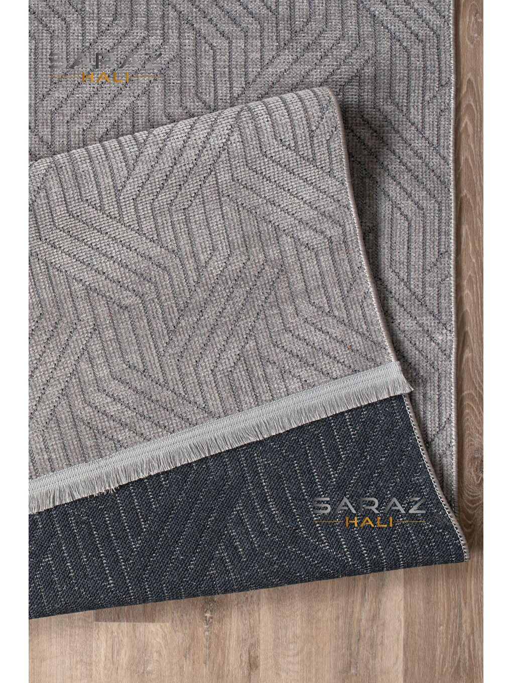 Bohem Saçaklı Kaymaz Kilim Gri 160x230-3