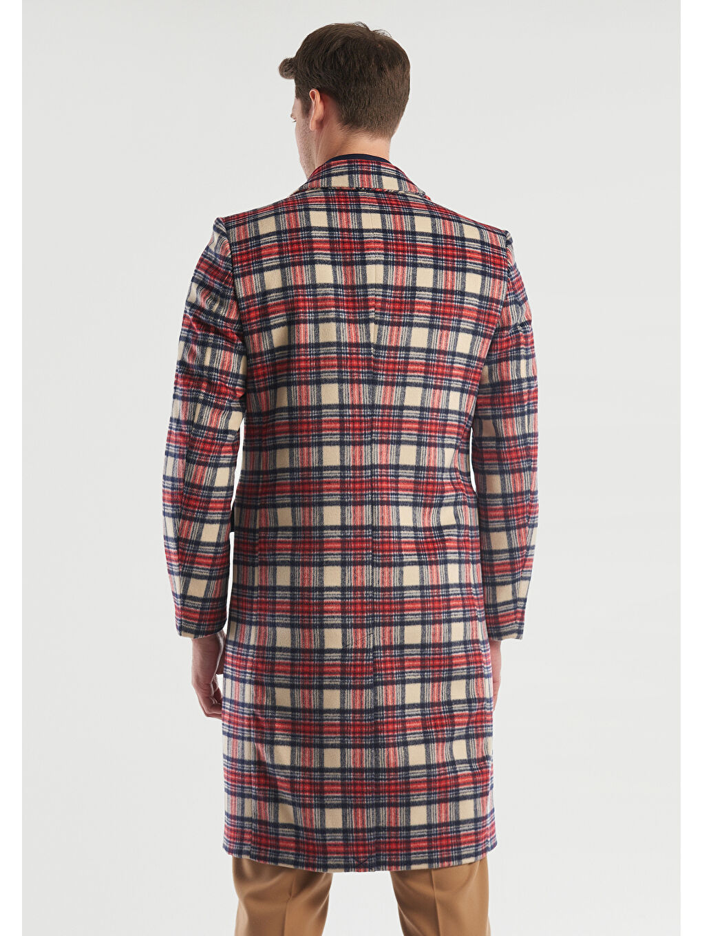 Kahverengi Erkek Taba Mix Ekoseli Palto-3