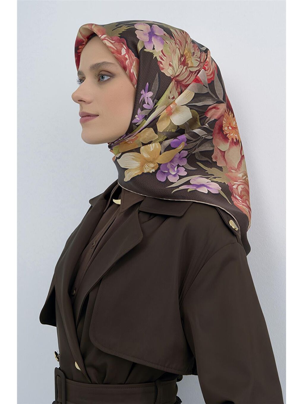 Kahverengi Saf İpek Twill Eşarp 9516D 36-1