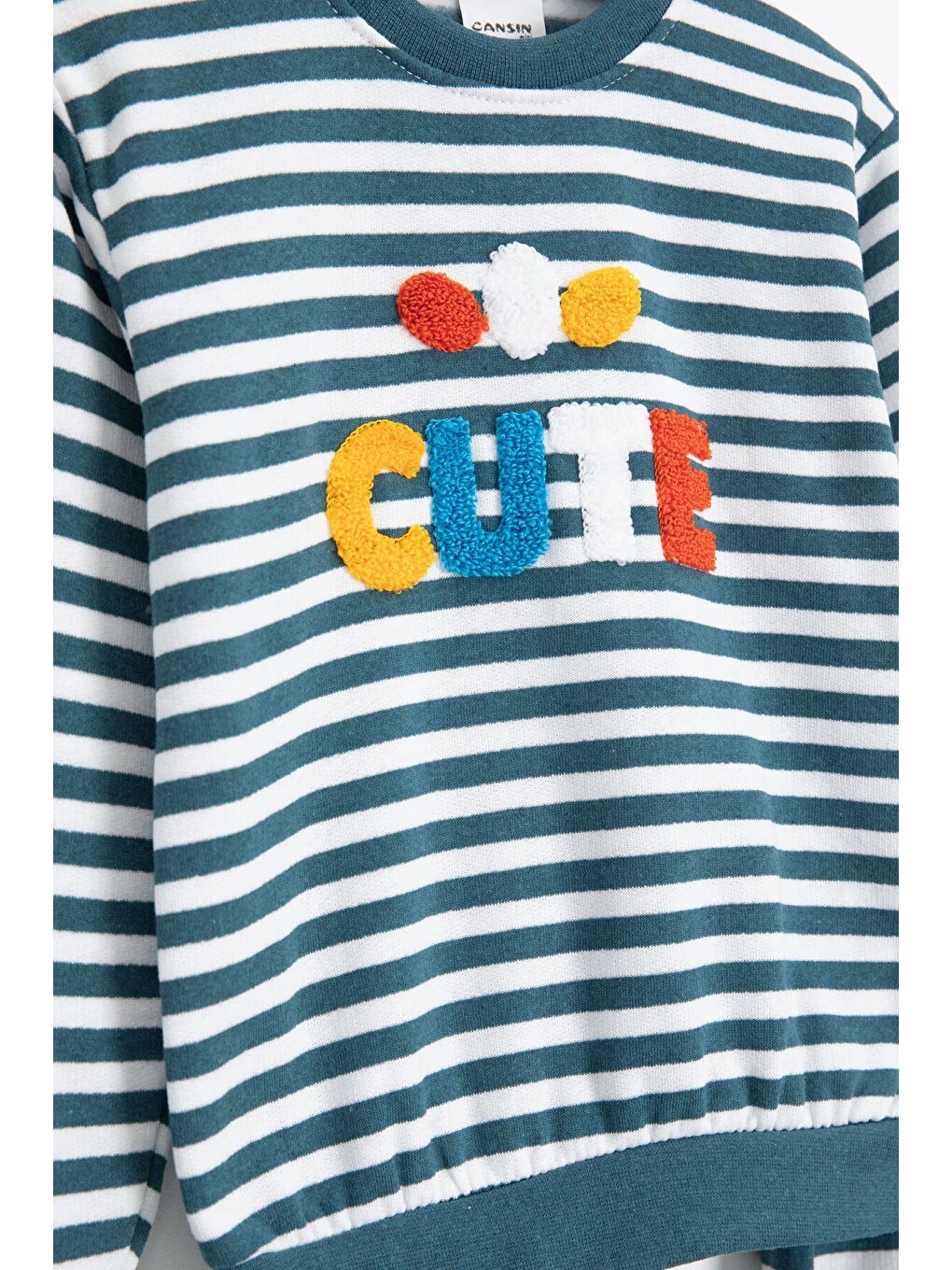 İndigo Erkek Çocuk Cute Nakışlı Çizgili Şardonlu Eşofman Takımı 23313-2