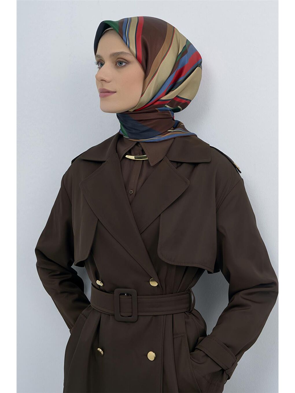 Kahverengi Saf İpek Sura Eşarp 9514D 82