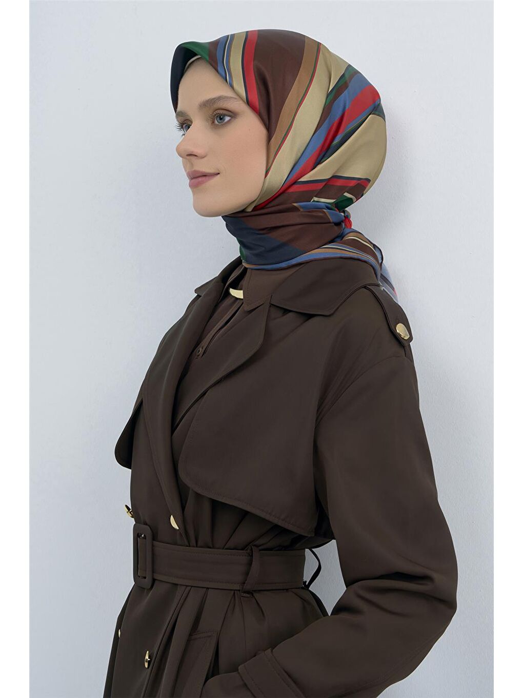 Kahverengi Saf İpek Sura Eşarp 9514D 82-1