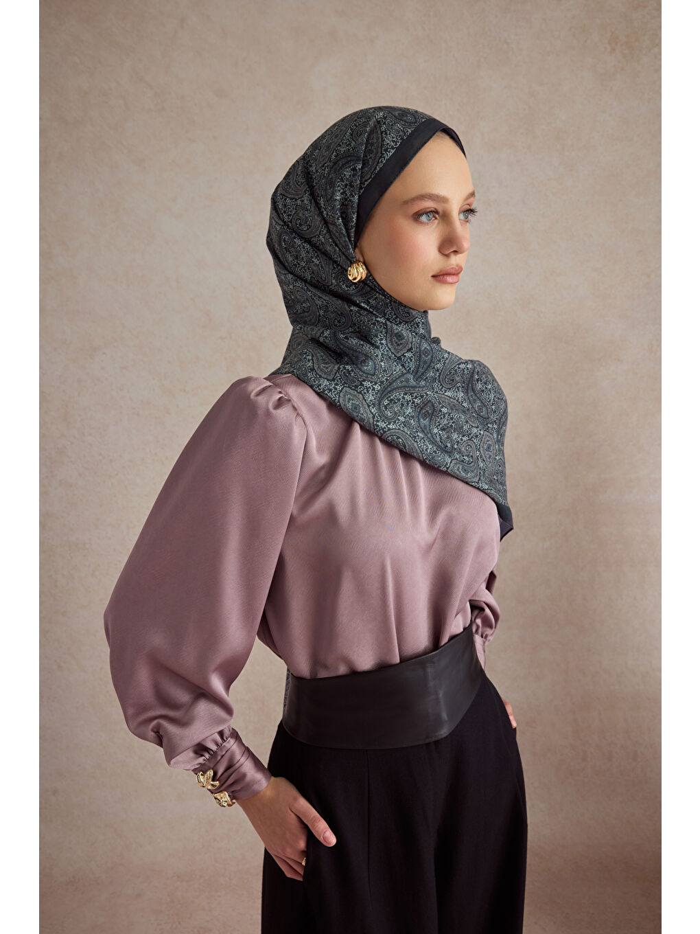 Gri Pamuk Şal Lune Gümüş-3