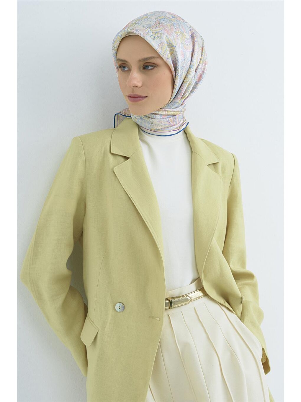 Mavi Saf İpek Twill Eşarp 9508D 32