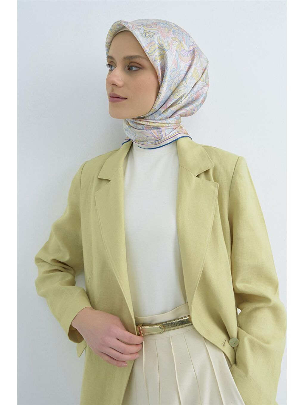 Mavi Saf İpek Twill Eşarp 9508D 32-3