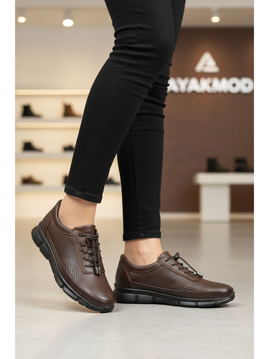 Kahverengi Kahve Hakiki Deri Ortopedik Kadın Casual Ayakkabı 695 Z-2