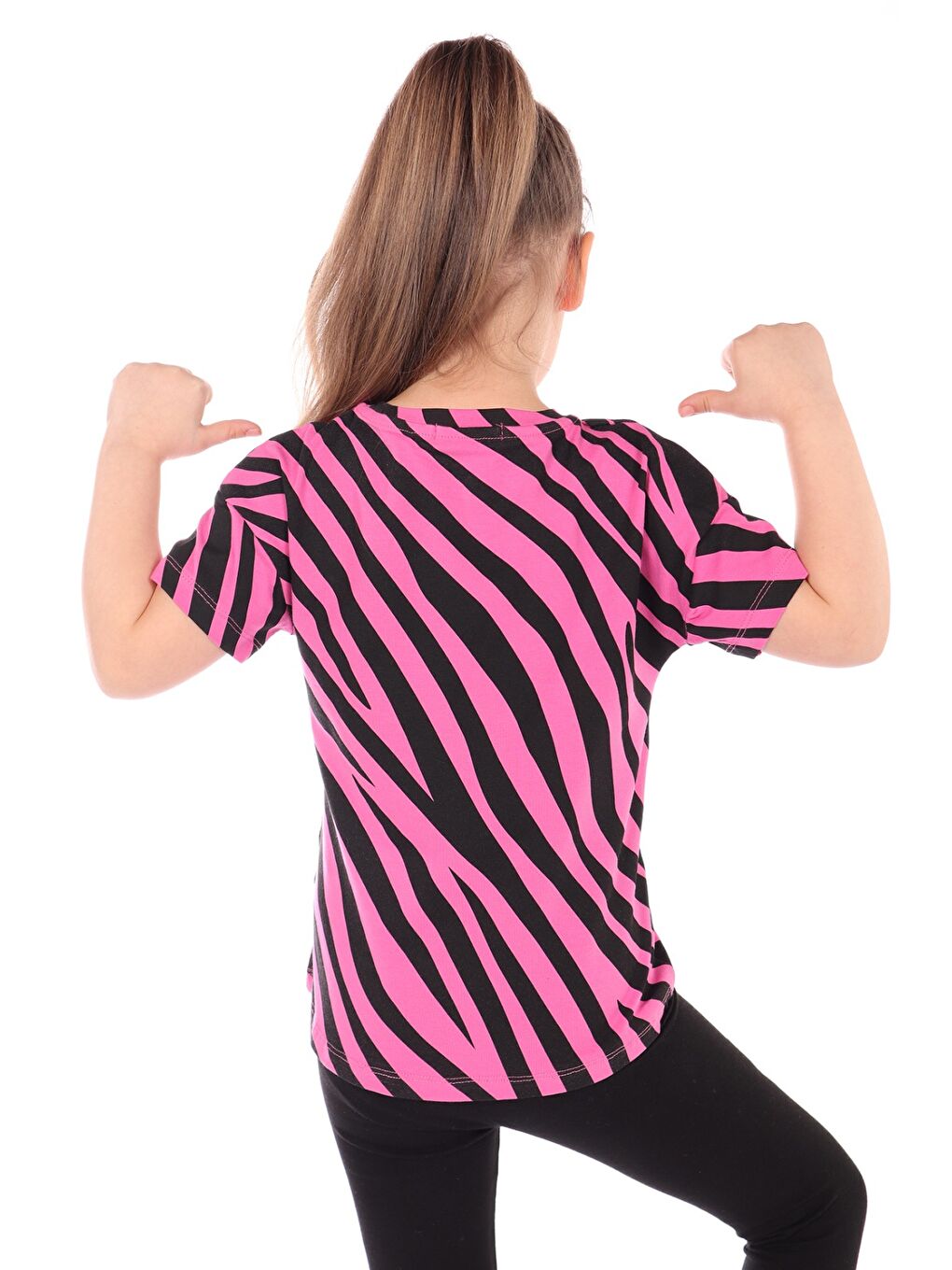 Fuşya Kız Çocuk Baskılı Tişört-1