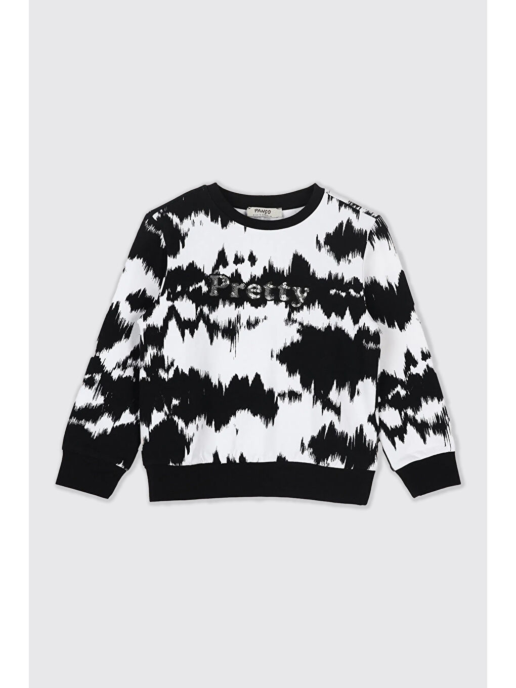 Kız Çocuk Pul Nakışlı Desenli Sweatshirt Beyaz-1