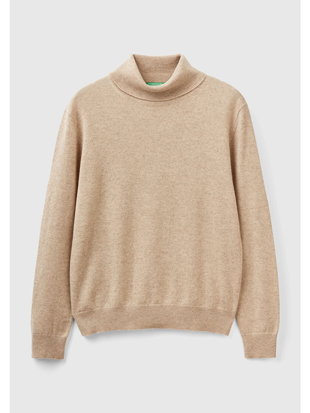 Kahverengi Erkek Sütlü Kahve Melanj %100 Kaşmir Boğazlı Yaka Kazak