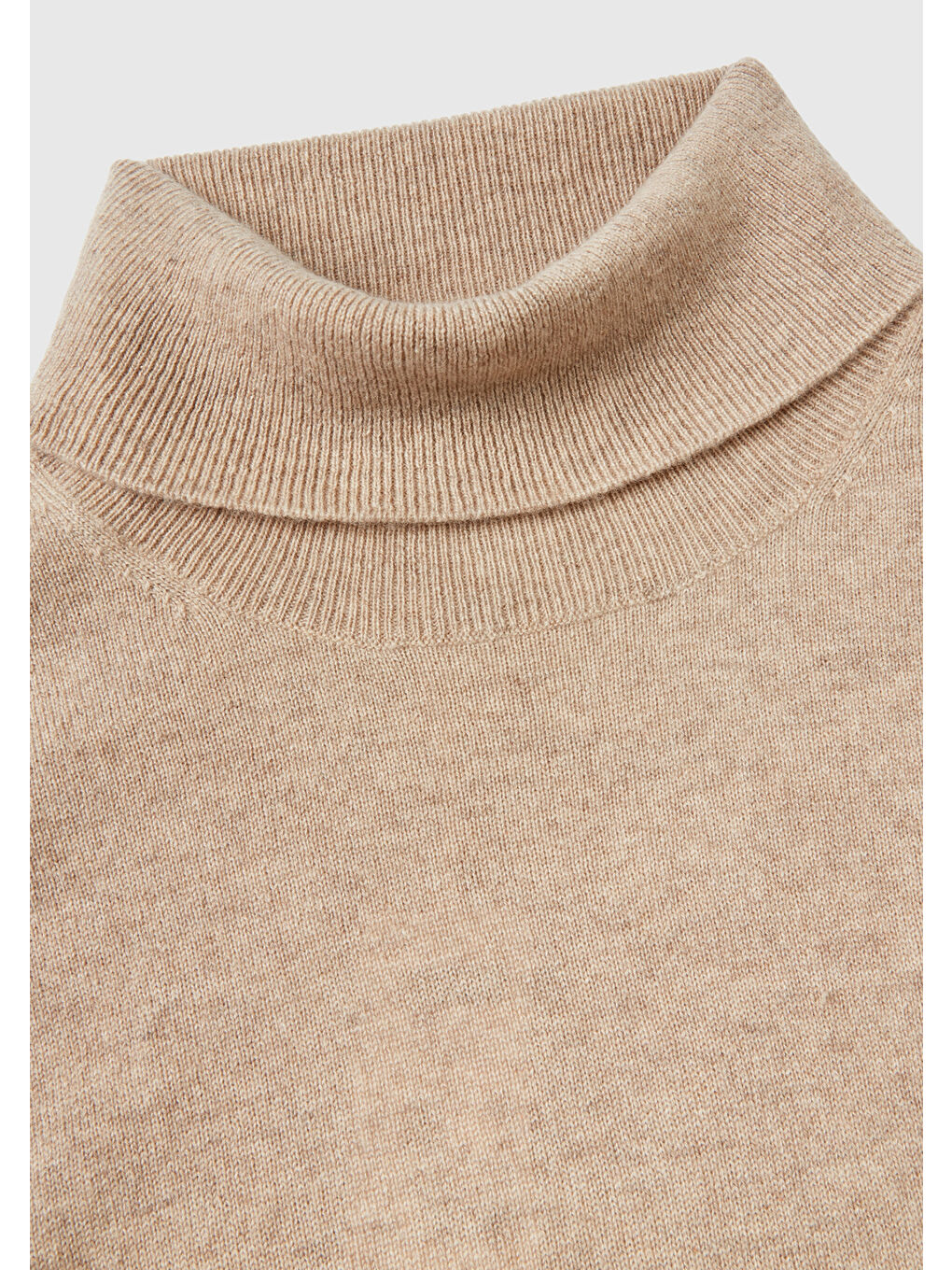 Kahverengi Erkek Sütlü Kahve Melanj %100 Kaşmir Boğazlı Yaka Kazak-2