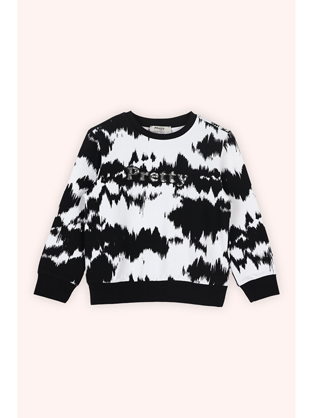 Kız Çocuk Pul Nakışlı Desenli Sweatshirt Beyaz-4