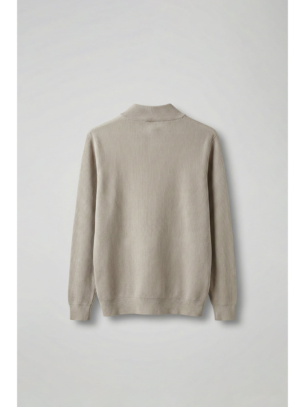 Erkek Regular Fit Fermuarlı Premium Kumaş Kazak Bej-1