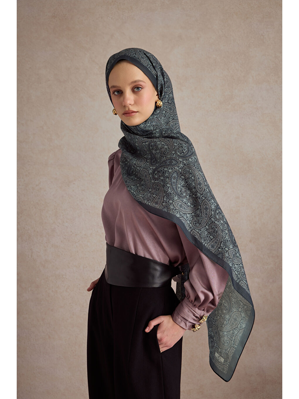 Gri Pamuk Şal Lune Gümüş-1