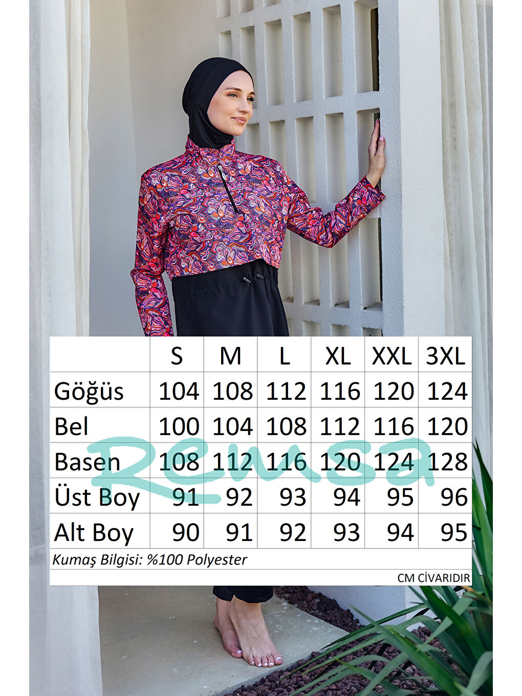 Önü Kapaklı Tam Kapalı Tesettür Mayo Siyah10 R5210-4