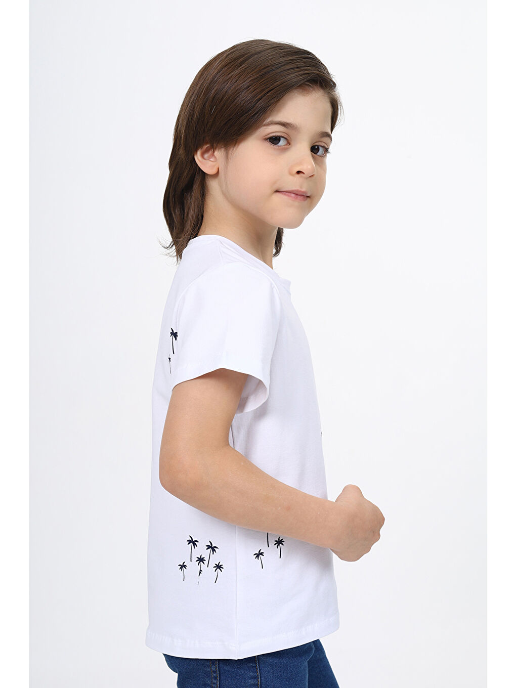 Beyaz Erkek Çocuk Baskılı Tişört-1