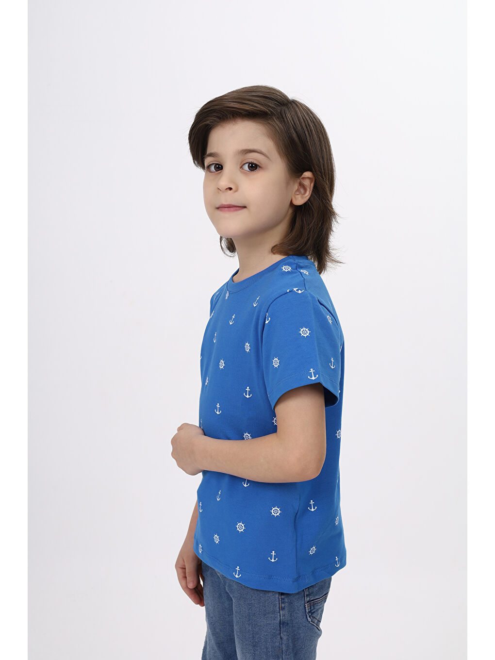 Mavi Erkek Çocuk Baskılı Tişört-1