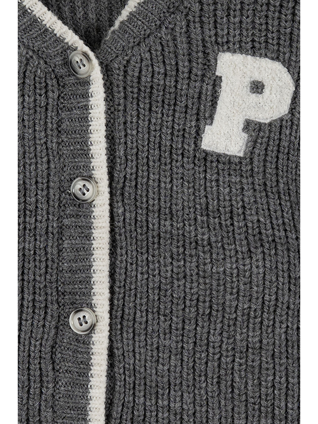 Kız Çocuk Aplike Detaylı Triko Hırka Antrasit-5