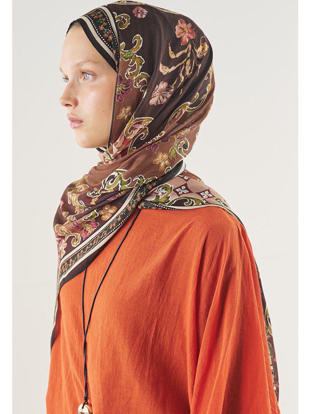 Ethnic Garden Desen Soft Viskon Şal Mürdüm-2