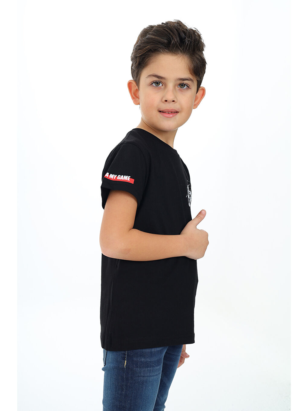 Siyah Erkek Çocuk Baskılı Tişört-2