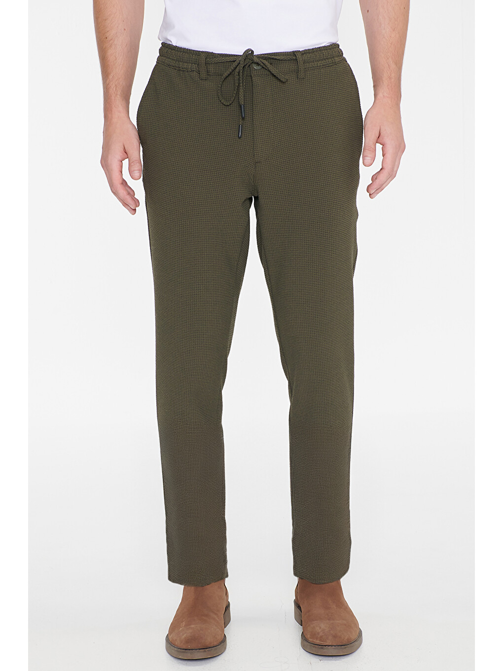 Erkek Siyah Slim Fit Dar Kesim Pamuklu Esnek Chino Pantolon-1