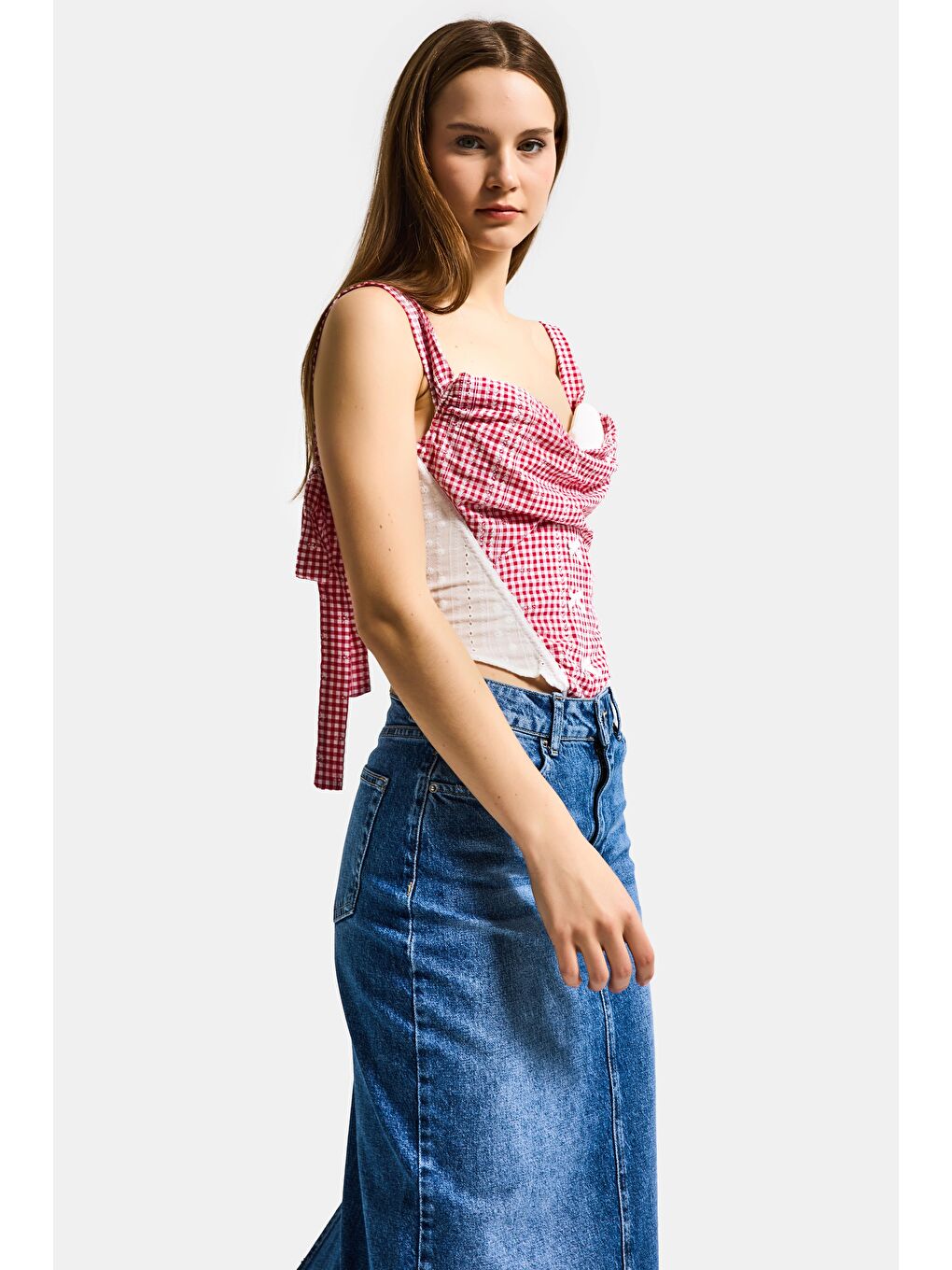 Kadın Beyaz Pembe w5 Özel Tasarım Bağcıklı Askılı Büstiyer-5