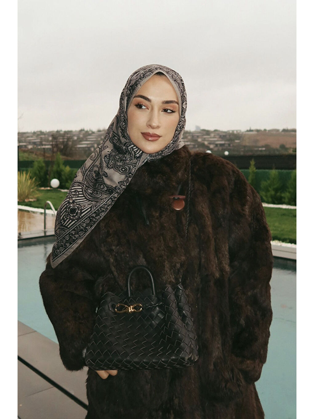 Bej Pamuk Şal Shadow Vizon-6