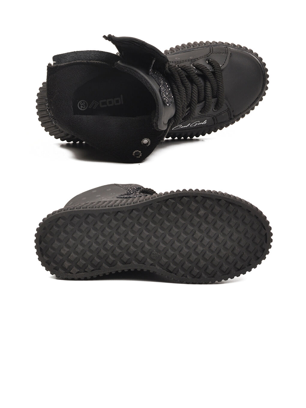 Siyah Fermuarlı İçi Polarlı Kaymaz Taban Kız Çocuk Bot Aisha F-4