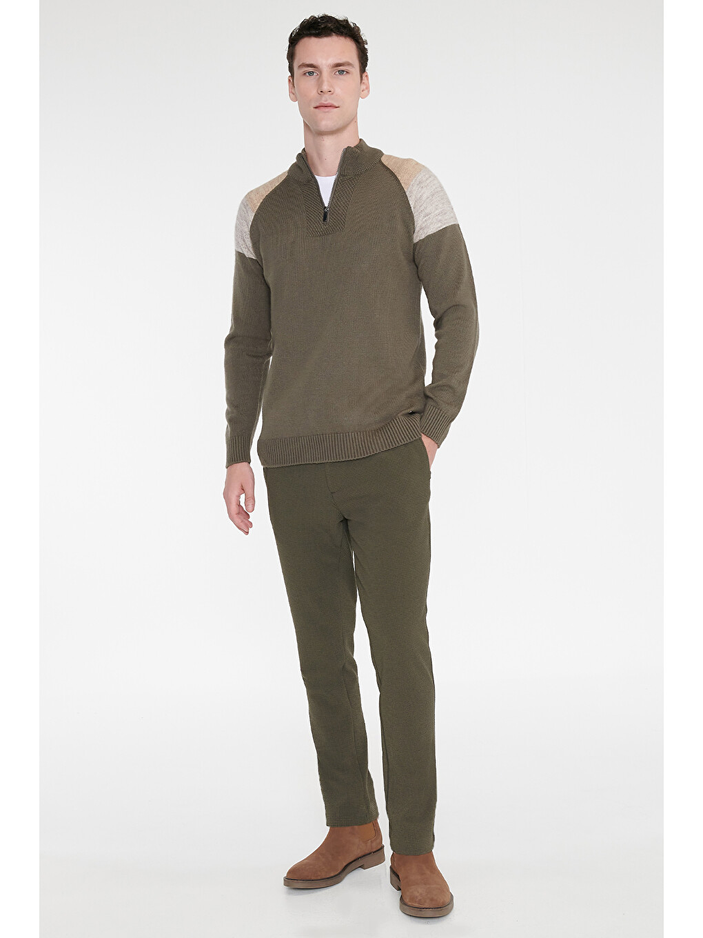 Erkek Siyah Slim Fit Dar Kesim Pamuklu Esnek Chino Pantolon-2