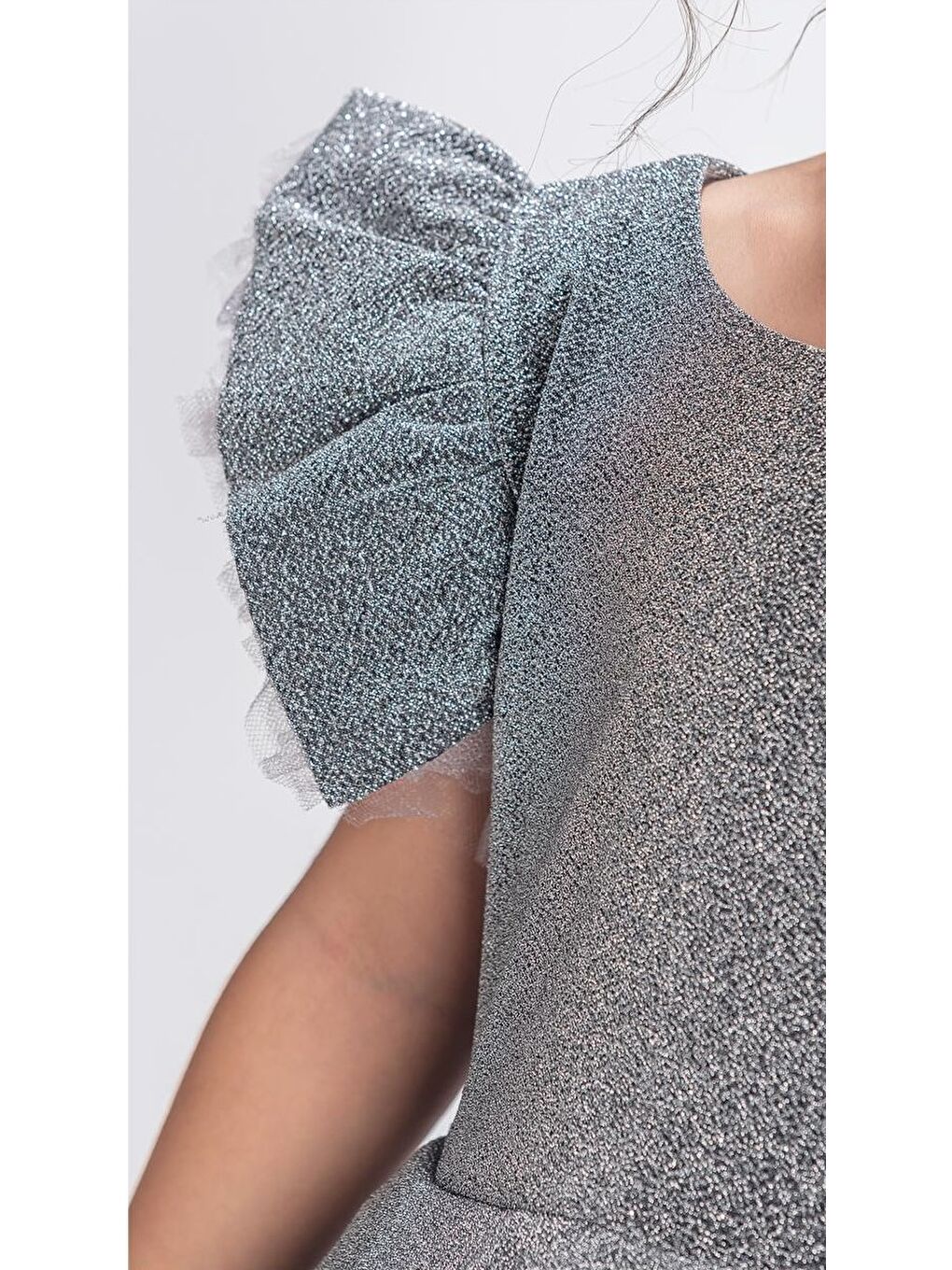 Gri Simli Şanzelize Kız Çocuk Abiye Elbise M00669-8