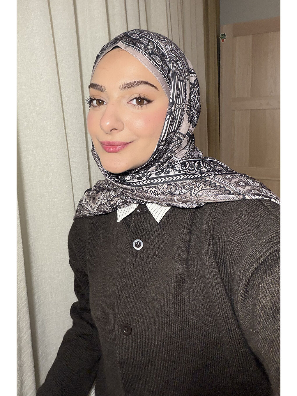 Bej Pamuk Şal Shadow Vizon-7