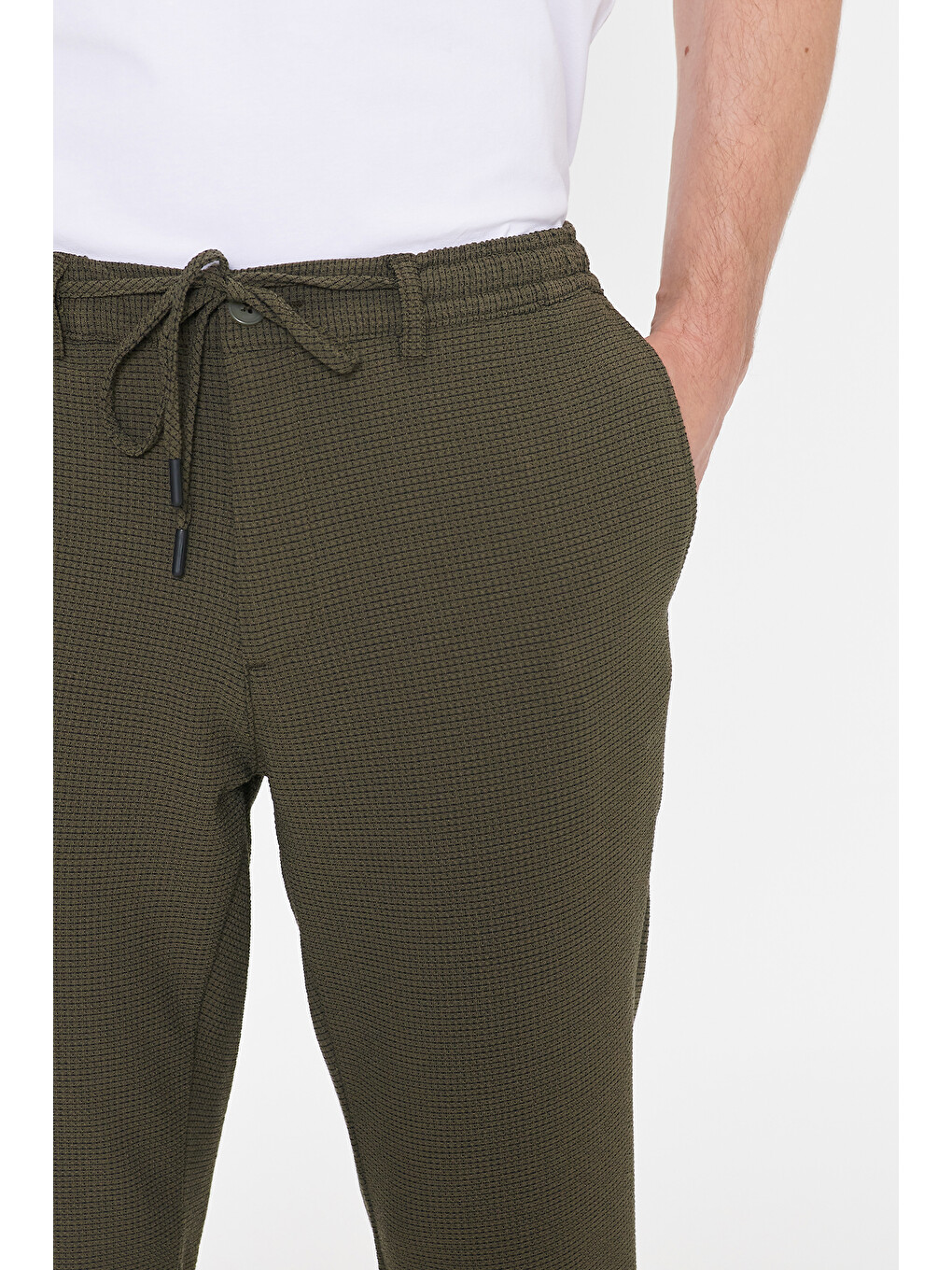 Erkek Siyah Slim Fit Dar Kesim Pamuklu Esnek Chino Pantolon-3