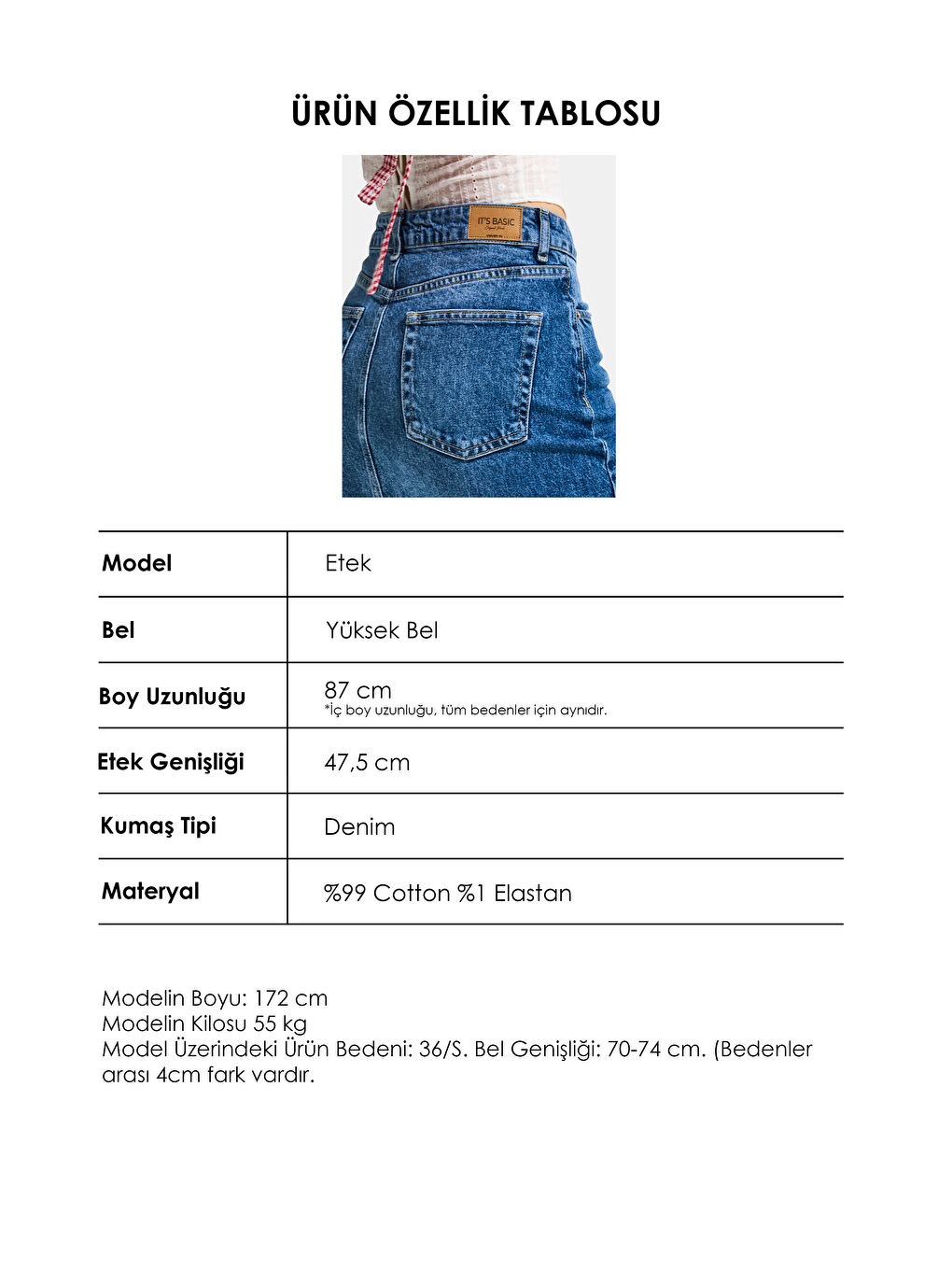 Kadın Mavi 2s6-4 Maxi Komfort Kumaş Arkadan Yırtmaçlı Denim Etek-3