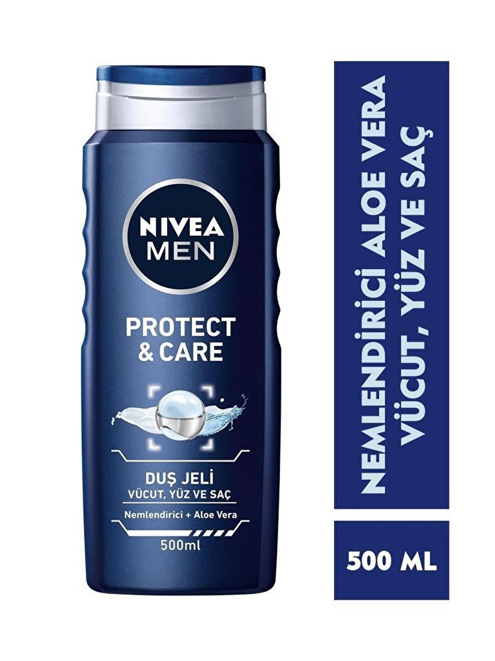 NIVEA Şeffaf Men Protect&Care Duş Jeli 500 ml, 3'Ü 1 Arada Komple Bakım, Vücut, Saç Ve Yüz Için