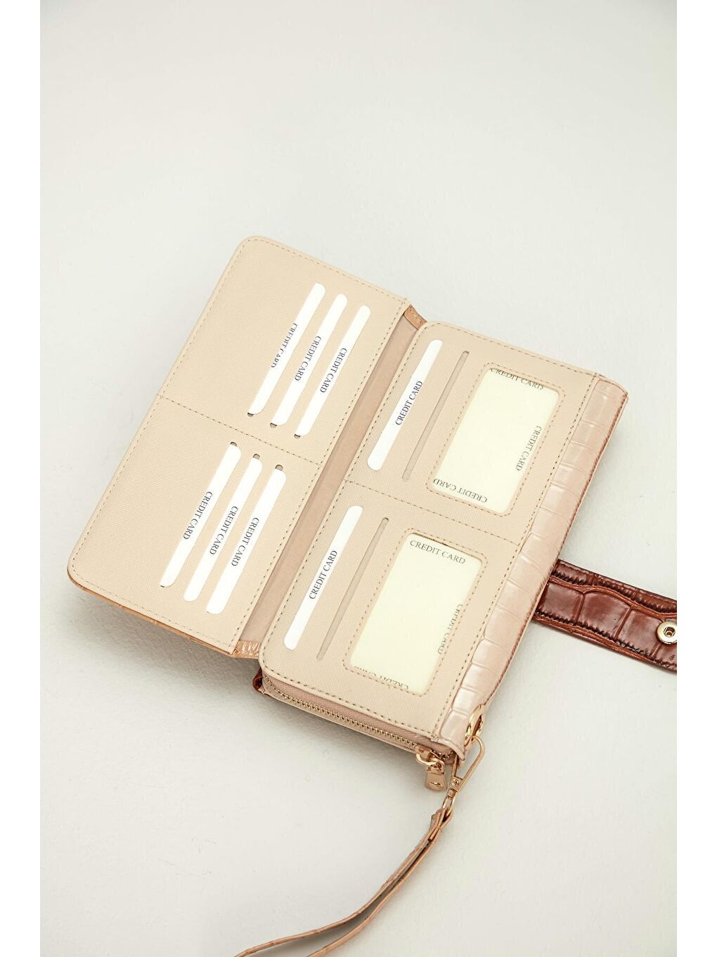 Bej Büyük Boy Renkli Kadın Cüzdan Ve El Çantası-3