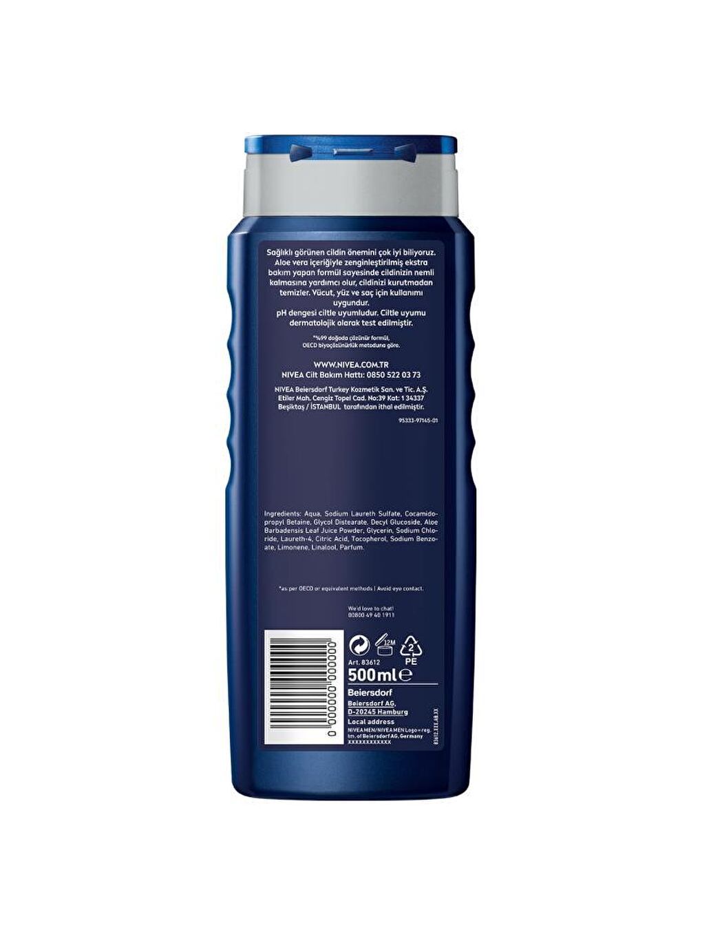 NIVEA Şeffaf Men Protect&Care Duş Jeli 500 ml, 3'Ü 1 Arada Komple Bakım, Vücut, Saç Ve Yüz Için - 1