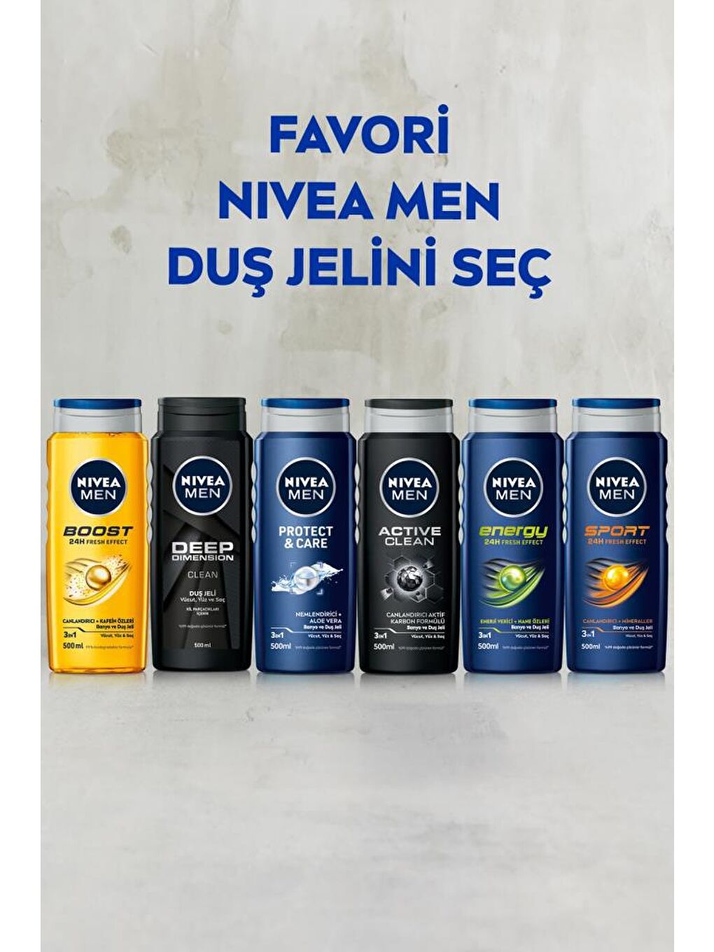 NIVEA Şeffaf Men Protect&Care Duş Jeli 500 ml, 3'Ü 1 Arada Komple Bakım, Vücut, Saç Ve Yüz Için - 3