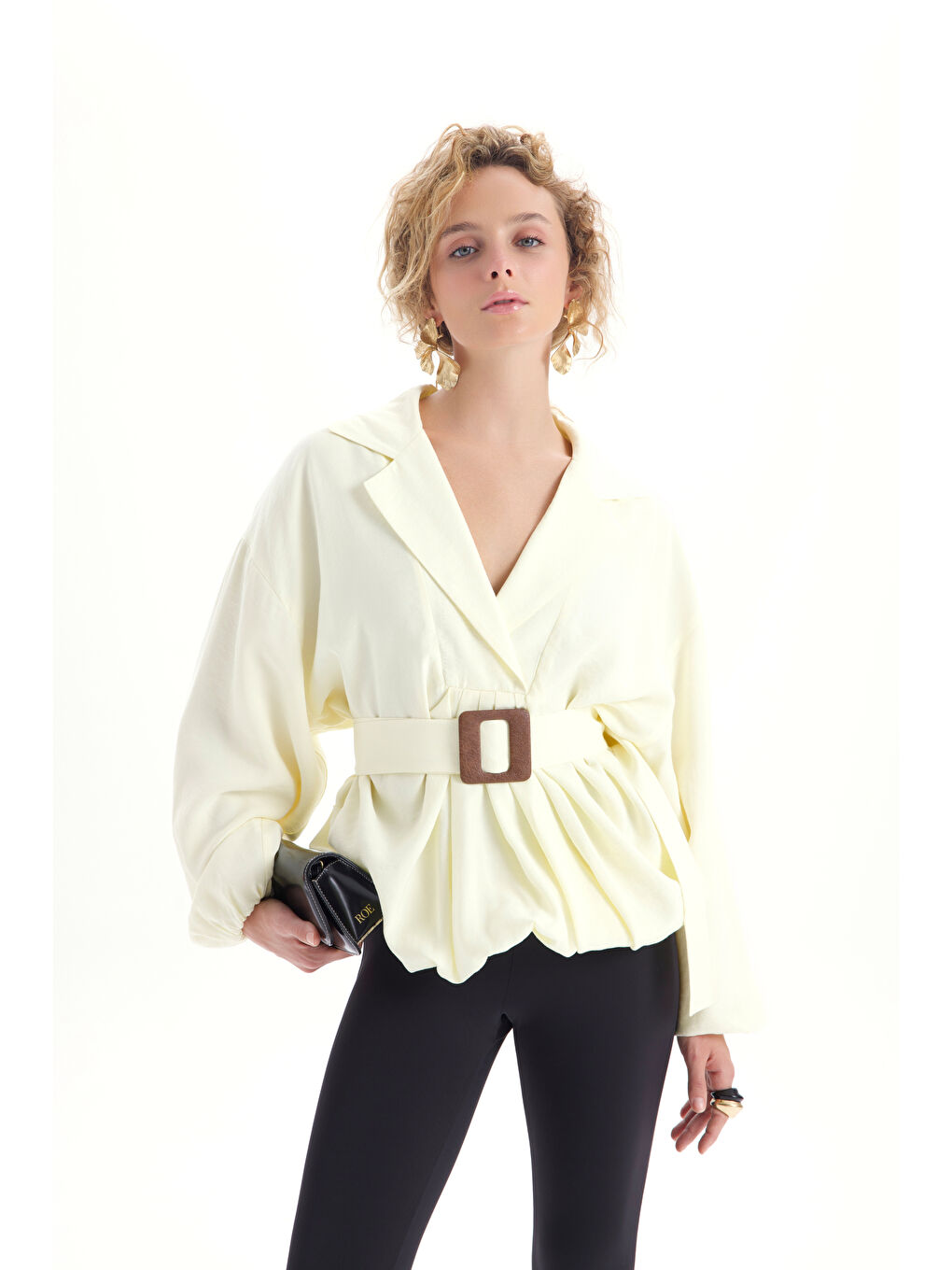 Forteza Balon Kesim Sarı Ceket Gömlek-5