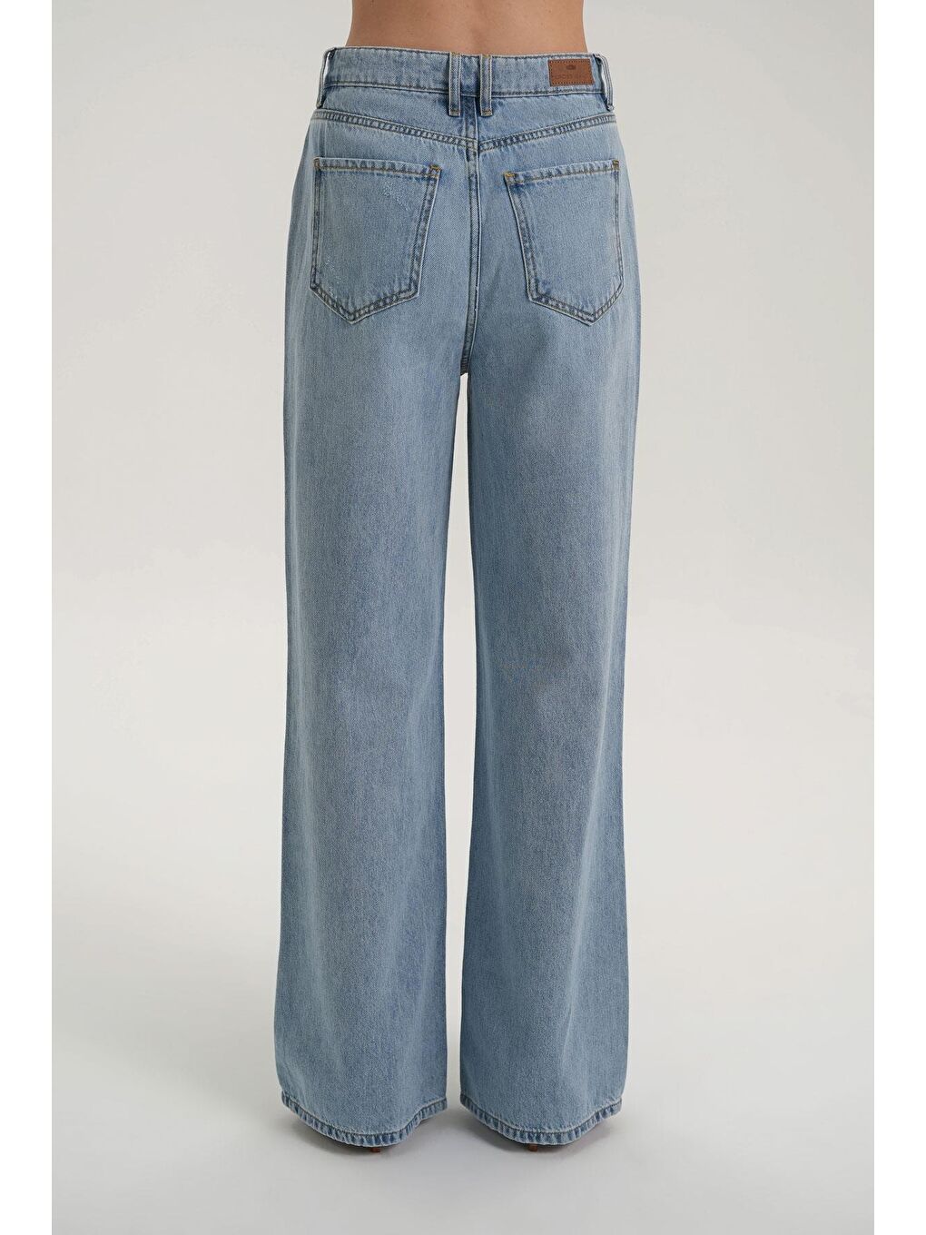 Weslie Açık Mavi Yüksek Bel Fermuarlı Wideleg Fit Jean Pantolon C 4530-090-4