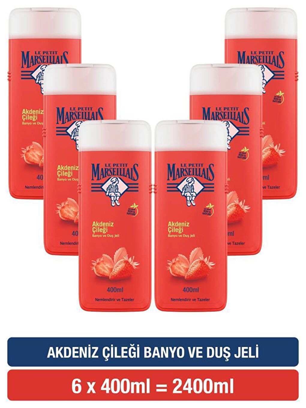 Le Petit Marseillais Renksiz Akdeniz Çileği Duş Jeli 400 ml x6