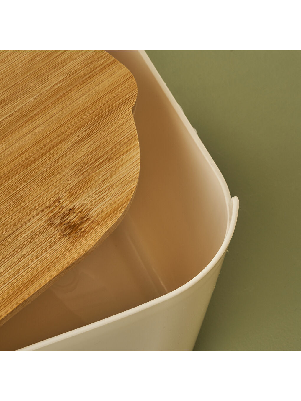 Ekru Breed 2in1 Kesme Tahtalı Ekmek Kutusu Krem (33x18,5x12 cm)-1